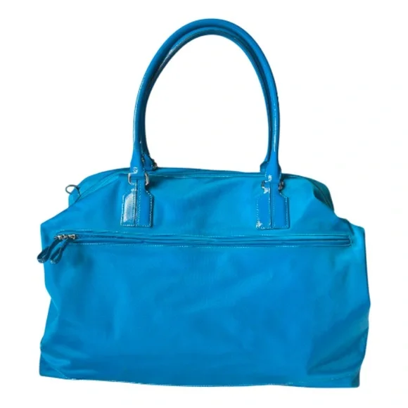 Tumi Voyager Canvas and Leather Duffel Bag Carry On in Sky Blue - Picture 2 of 7